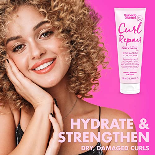 Umberto Giannini Curl Repair Shampoo + Conditioner Set, Vegan & Cruelty Free Repair & Growth Formula With Seaweed, Wheat Bran & Caffeine, 8.5 Fl Oz #TOP3