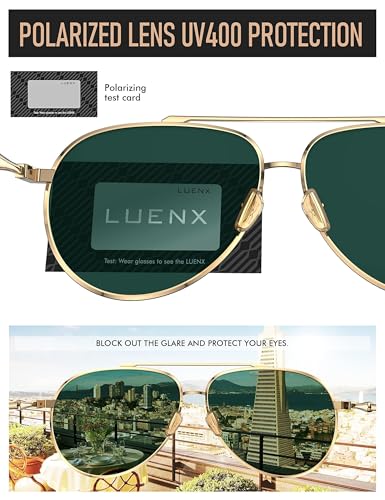 LUENX Aviator Sunglasses for Women Men Polarized Lens Trendy Sun Glasses - UV 400 Protection 60MM with Accessories Driving4