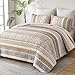 WONGS BEDDING Boho Quilt Set Full Size, Brown Bohemian 3 Pieces Quilt Sets, Lightweight Microfiber Bedspread Coverlet Bedding Set for All Season (78
