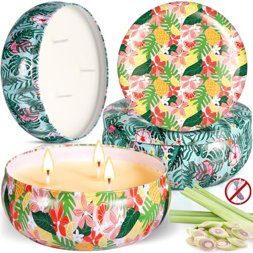 ENCOUN Citronella Kerze Outdoor, 2x12.5oz Outdoor Kerze Groß, 3 Docht Natürliche Sojawachs Kerzen, Citronella Kerzen Garten für Outdoor, Indoor, Camping, Picknick, Pool, Sommergeschenk