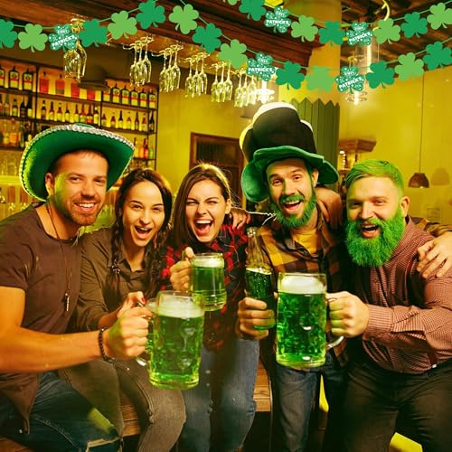 Image of OHOME St Patricks Day Decorations - 40 Pack Shamrock Clover Banner - Shamrock Decorations Garland Irish St Patty's Day Accessories Party Favors for Home Door Birthday | St. Patrick's Day Decor
