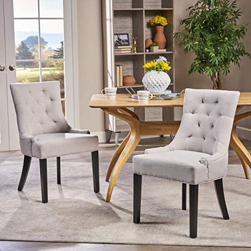 Christopher Knight Home Hayden Fabric Dining Chairs, 2-Pcs Set,Polyester, Light Grey #TOP1