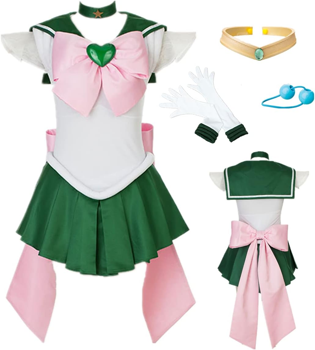 YOUYIUS size Women Jupiter Cosplay Costume Super s combat skirt green suit