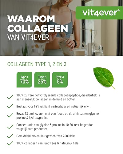 Collageen Poeder 1000 g - 100% Bioactief Collageenhydrolysaat Peptiden - Collageen Type 1, 2 & 3 - Neutrale smaak - Geen additieven - Afbeelding 6