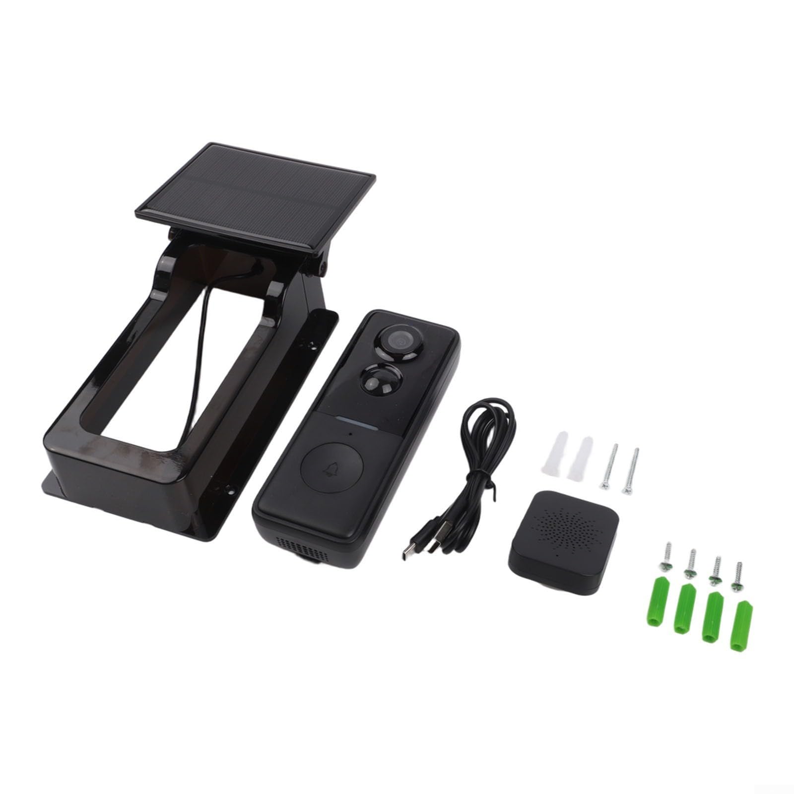 Lot de 1 sonnette sans fil pour Tuya avec coque solaire 1080p Interphone vidéo Détection de mouvement pour vision nocturne IP65 Étanche Plastique Noir transparent pour sécurité extérieure