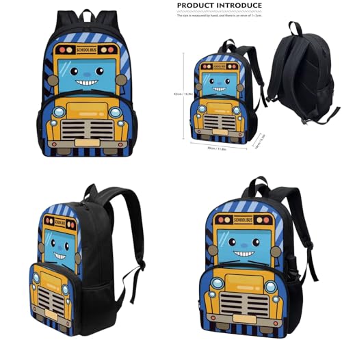 Yellow Car Junior High School Backpack for Boys 7Th School Bookbag with Pencil Case Rucksack for Teens Child Back To School 17 Inch Backpack 4Pcs Set Bookbag3