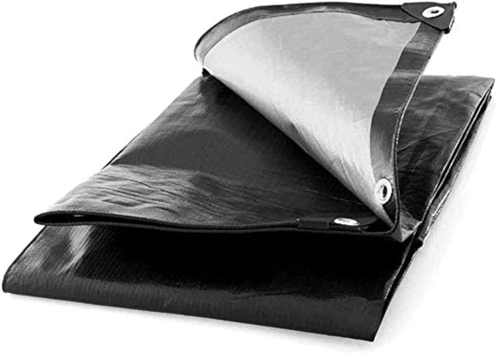 SolaDirect 3 x 4 m Black 235 GSM Tarpaulin Waterproof Heavy Duty Tarp Sheet Cover, Groundsheet - Waterproof, Weatherproof, Frost-Resistant, UV Protection, Universal, Multipurpose, Reinforced Eyelets