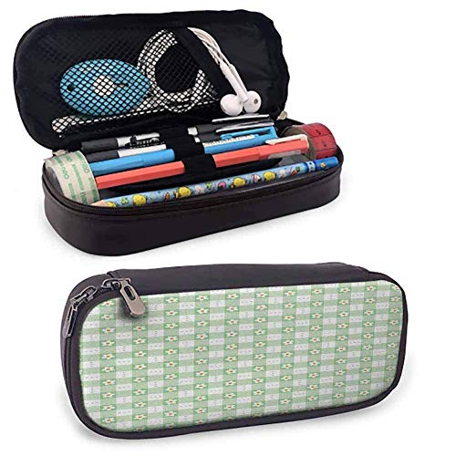 Preisvergleich Produktbild DJNGN Abstrakte Aufbewahrungstasche Tasche Fall Gänseblümchen Kamille Blütenblätter Strukturierte gestreifte Hintergrund Picknick Küche Frühling Bild Durable Mint Green