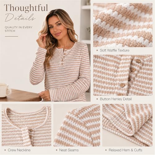 Blusa de punto gofre texturizada a rayas con botones 6