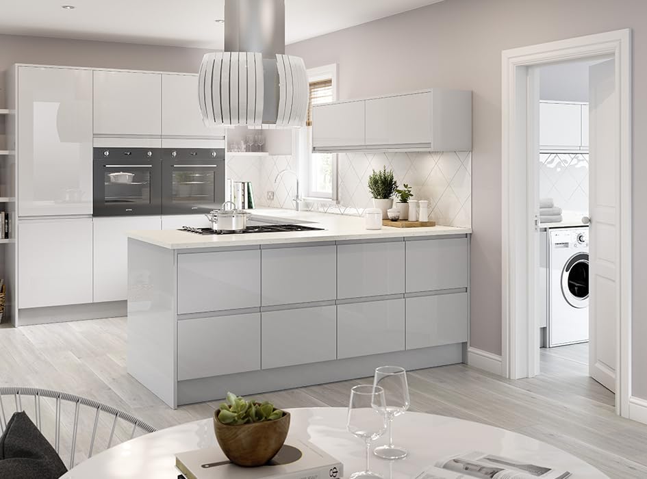 Image of Home 13 Self-Adhesive Wallpaper Removable and Decorative Vinyl Wallpaper Light Grey Glossy for Kitchen Countertop Cabinets Table 1 Ft by 10 Ft Pack of 2