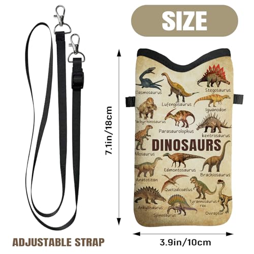 Image of Cell Phone Sleeve Pouch with Adjustable Strap - Dinosaur Stuff