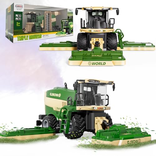 PENGBU RC Ferngesteuerter Mähdrescher, Mähdrescher Ferngesteuert Kinder Rasenmäher, 2.4 GHz Ferngesteuerter Traktor Ferngesteuert und Maishäcksler mit Sound/Licht/Spray, Harvester Trecker