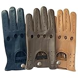 100% Echtes Leder Prime Herren Autofahrer Handschuhe Weiches Leder Schwarz Braun Hellbraun DG-507 Größe M - Schwarz-507, M