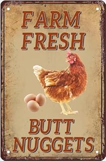 Locally Grown Butt Nuggets Vintage Metal Tin Signs Chicken Coop For Decor Home Kitchen Outdoor 6x8 Inch