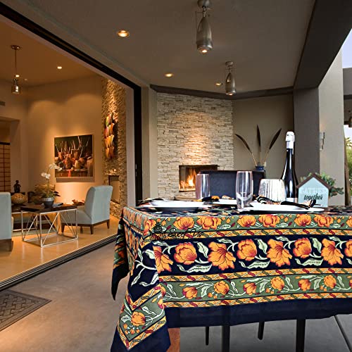 Sweet Us Affluent French Floral Cotton Tablecloth Rectangle And One Gray Napkin, Floral Kitchen Dining Table Cloth, Table Cover For Indoor And Outdoors, Midsummer Night, 60X90 In #TOP1