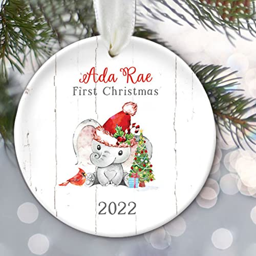 Touber Elephant Baby Stats Ornament, Baby Keepsake Ornament Babys First Christmas Ornament Personalized Baby Boy Gift or Baby Girl Gift Newborn Keepsake