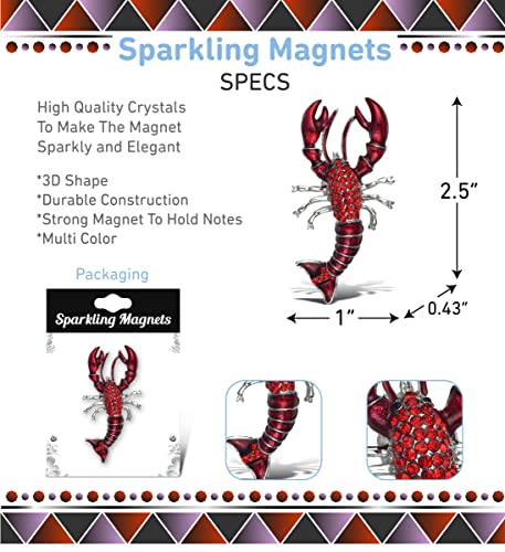 Imán decorativo de langosta brillante para refrigerador miniatura 3