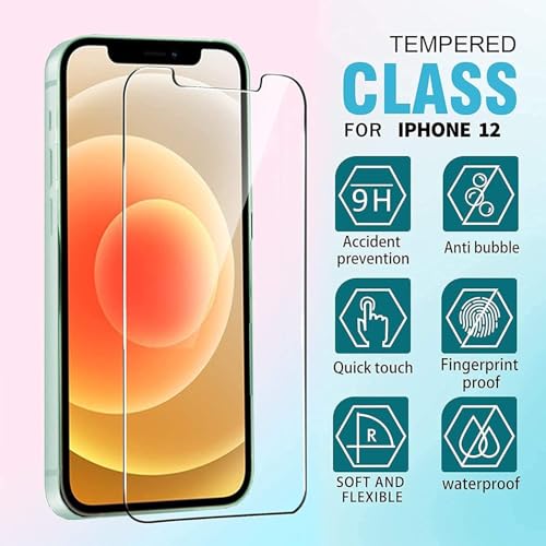 Image of Ferilinso Screen Protector for iPhone 12, Tempered Glass, Case Friendly