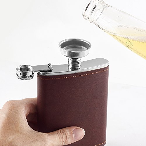 YWQ 6 Pcs 8 oz Steel Stainless Hip Flask Free Funnel Liquor Drinking of Alcohol Whiskey Gift for Men - Thumbnail 2