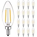 LUXRITE 4W Vintage Candelabra LED Bulbs Dimmable, 400 Lumens, 2700K Warm White, LED Chandelier Light Bulbs 40W Equivalent, Clear Glass, Filament Candle Bulb, UL Listed, E12 Base (16 Pack)