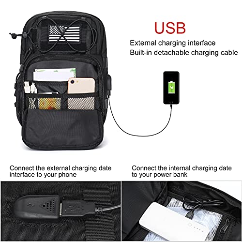 Mosiso Tactical Backpack,One Shoulder Chest Sling Bag Military Assault Rucksack Everyday Carrying Daypack With Usb Charging Port For Outdoor Sports Hiking Hunting Fishing Camping Training, Black #TOP1