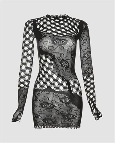 Lysvihart Lingerie sexy feminina, vestido arrastão para dormir, vestido pequeno, saída de praia, Pre