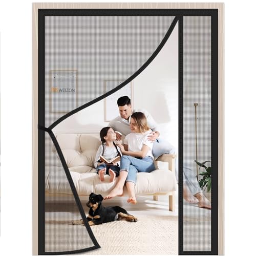 Moustiquaire Fenêtre Magnétique 165x250cm Fermeture Automatique Adsorption Magnétique Anti Mouche Insectes Rideau sans Percer pour portes fenêtres balcon séjour Noir