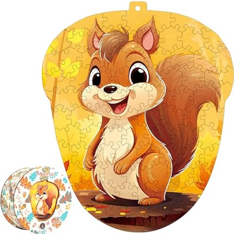 delobil Wooden Puzzles for Kids, 80 Piece Squirral Puzzles Unique Shape Wood Jigsaw Puzzles for Children Ages 8-12 Teens, Fun Challenge Beautiful Toys Animal Puzzle Gift for Boys and Girls Cover
