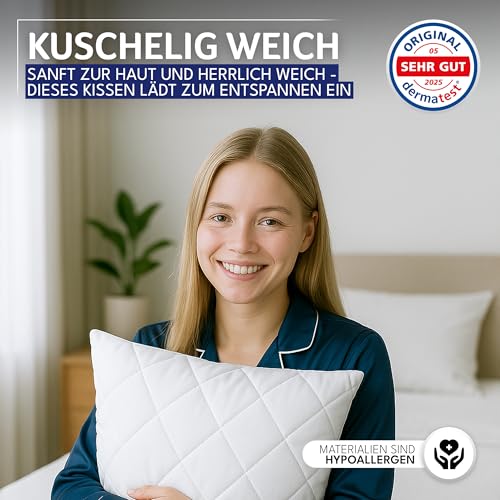 Gentle North Kopfkissen (50x75 cm groß) - 2er Set Kissen für Bett und als Dekokissen - Mit Reißverschluss für Füllung - Sofakissen - Zierkissen für Couch und Sofa - Ökotex - Waschbar bis 60° - Weiß
