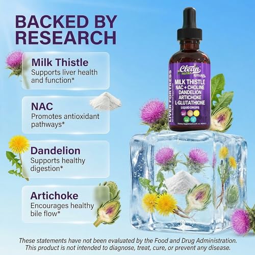 Image of Clean Nutraceuticals Milk Thistle NAC Liver Cleanse Detox & Repair Supplement Liver Support Liquid Drops with Dandelion Extract, Artichoke, Chanca Piedra, Choline, L-Glutathione, Burdock, Schisandra