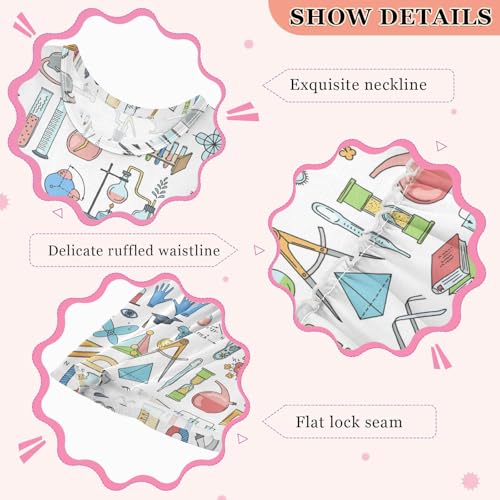 Wusikd Science Chemistry Girl Sleeveless Tank Dress Colorful Crewneck Twirl Swing Dress for Kids 6T4