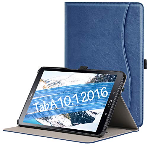 for Samsung Galaxy Tab A 10.1(2016 NO S Pen Version) - Leather Folio Cover for Samsung 10.1 Inch Tablet SM-T580 T585 with Auto Wake/Sleep and Card Slots, Multiple Viewing Angles,Navy Blue