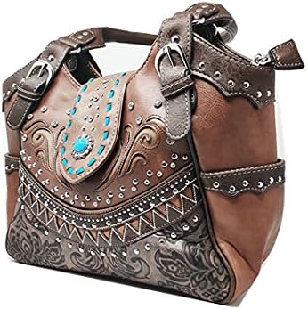 Texas West Western Style Rhinestone Concho Buckle Concealed Carry Purse Women Shoulder Bag in 4 colors