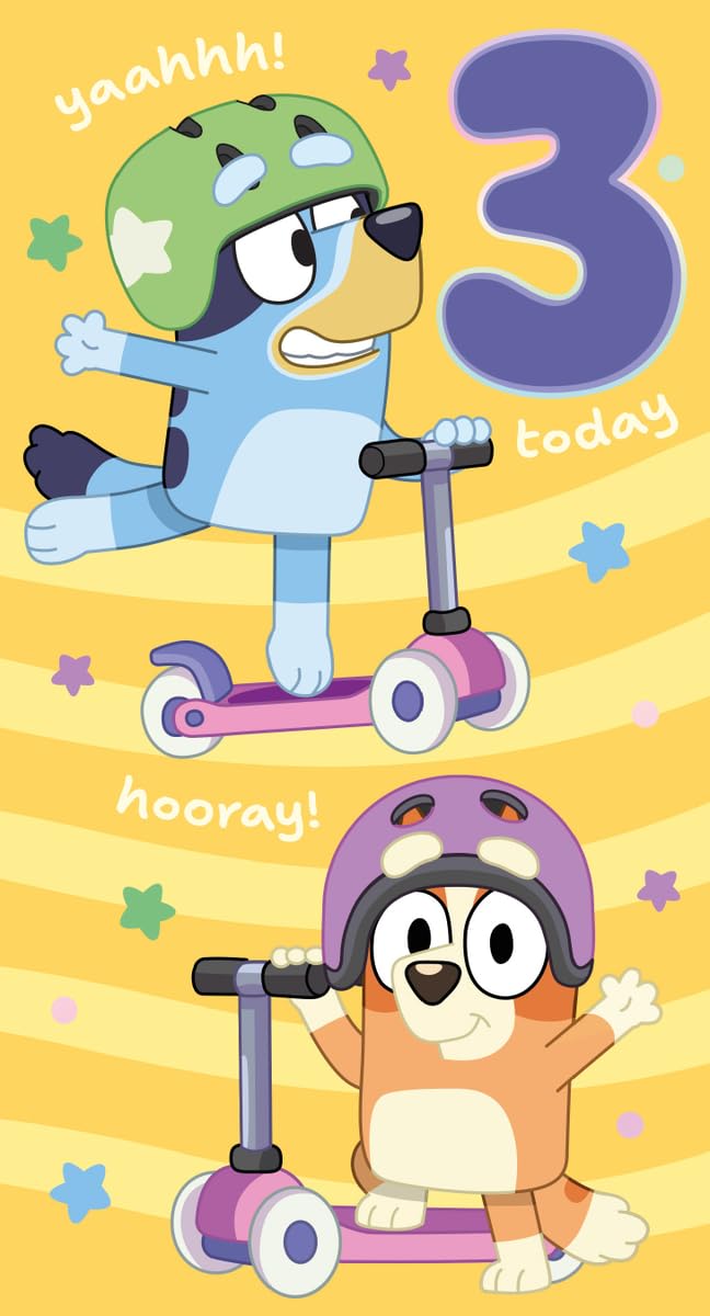 BLUEY BIRTHDAY CARD AGE 3, BLUEY 3RD BIRTHDAY CARD FOR BLUEY LOVERS