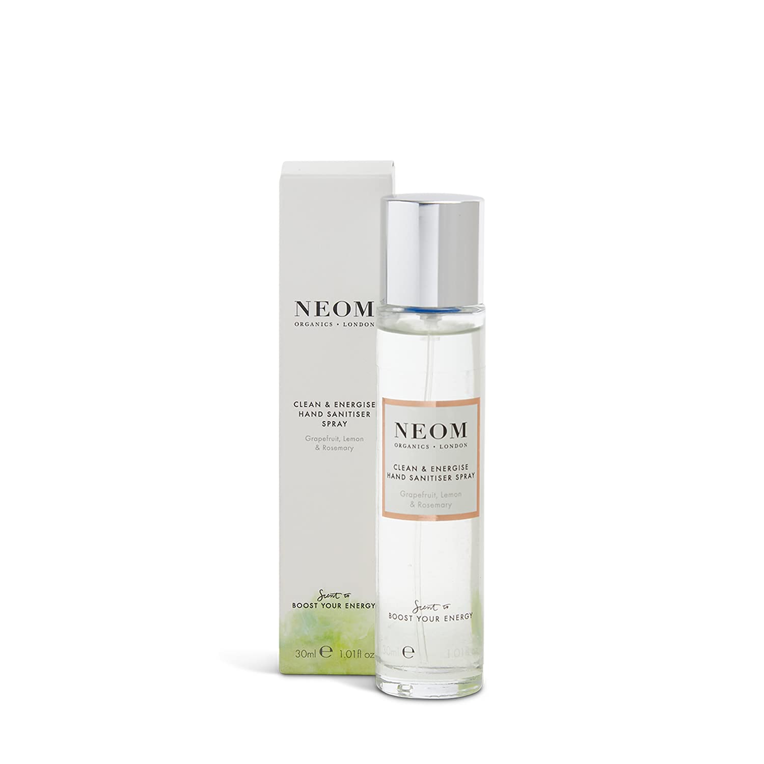 NEOM - Hand Sanitiser Spray, 30ml | Kills 99.9% of Bacteria | Grapefruit, Lemon & Rosemary | Moisturising