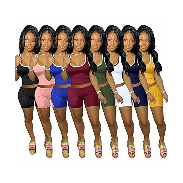 Shorts-Sets-for-Women-2-Piece-Womens-Short-Suit-2-Pieces-Vest-Crop-Tops-Shorts Bluewolfsea Shorts Sets for Women 2 Piece - Ladies Sportswear Set Vest Crop Tops + Shorts Large Green