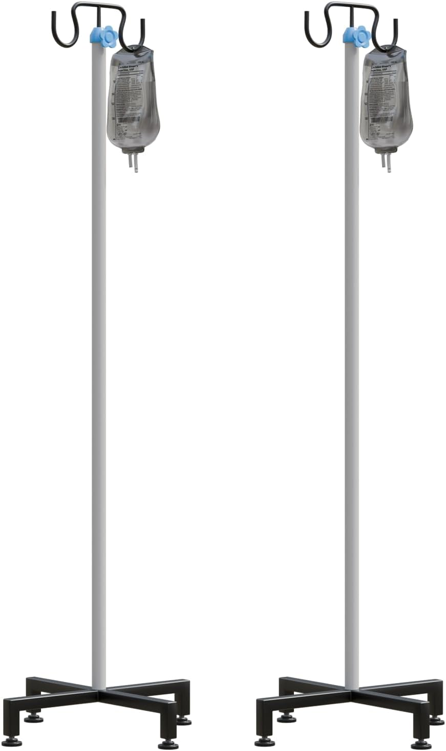 SAIFIX Saline IV Stand For Hospital (4 FT, White Color, 2 PCS)