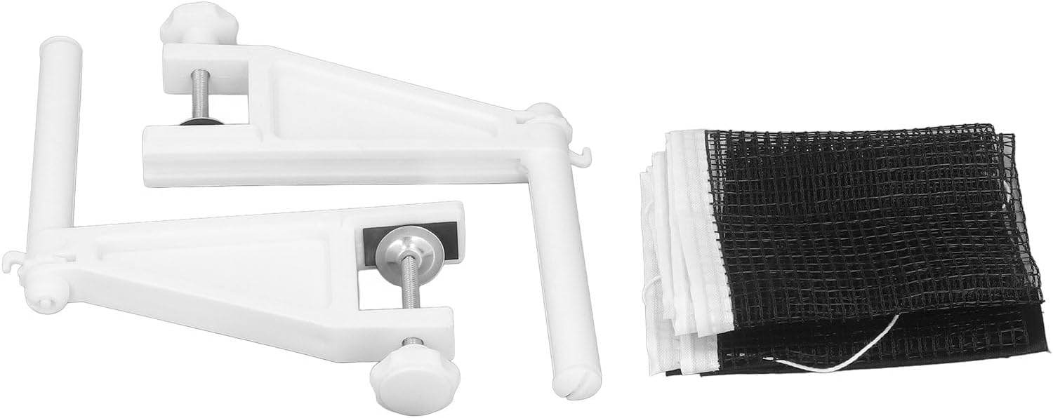 Table Tennis Net and Post Set, Portable Table Tennis Net with Screw On Clamp, Adjustable Easy Setup Folding Design for Indoor Outdoor Play, Durable Plastic Material with Precise Me