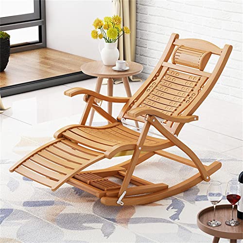 ZOCWJK Oversized Chair, Folding Outdoor Bamboo Patio Recliner, Lounger for Backyard w/Massage Headrest, Foot Massager,Support 500lbs (#2-Set of 2 - Image 6