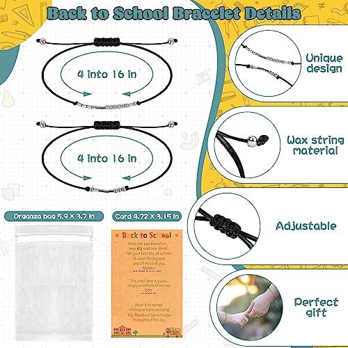 Image of EOBOH Back to School Supplies, Back to School Bracelet Mommy and Me, Prek Matching Wish Bracelets Set, Adjustable Bracelet for Boys Girls Gifts Stuff Bulk