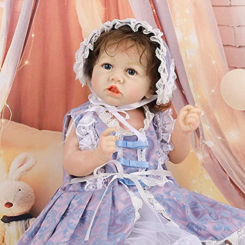 MWKL 58cm Reborn Puppe Lebensechte Realistische Badebar Niedliche Vollsilikon Körper Wiedergeburtspuppe 22 Zoll Reborn… – Bild 5
