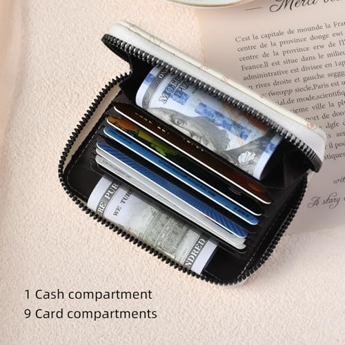 Wallet Kitten Cats Women Small Wallet for Women Textured Leather Bifold Compact Blocking Card Bag for Women with Zipper Coin Pocket,Students Cute Purse, Light Brown3