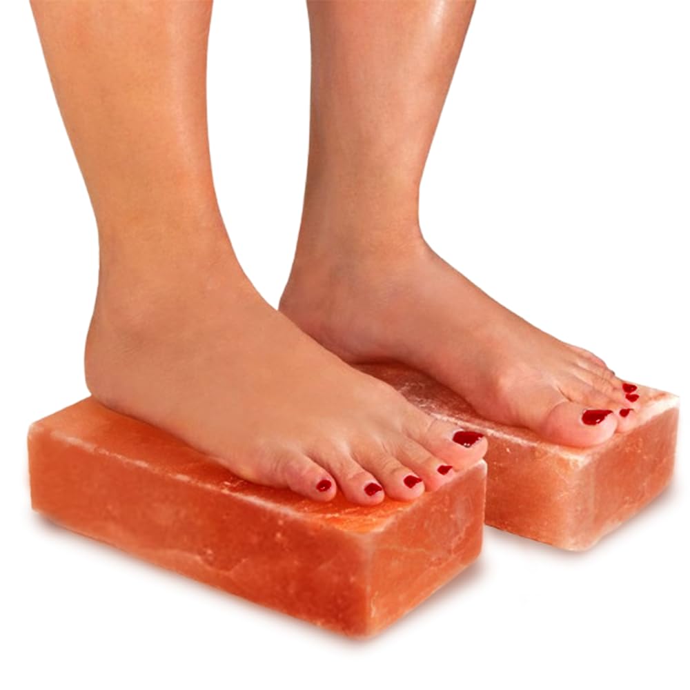Himalayan Pink Salt Foot Detox Block - Himalayan Rock Salt Blocks Detoxer for achy Feets and Hands Pack of 2 Salt Bricks and Tiles Limb Relaxer (8X4X2 Salt Brick)