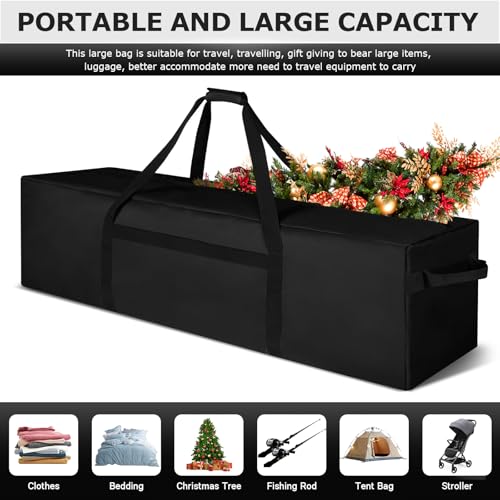 Duffel Bag for Travel, 60 Inch Large Sturdy & Water Resistant Storage Bag, Durable 600D Oxford Fabric Travel Duffel Luggage Bags for Camping (Black)4