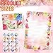 TaoBary 160 Packs Stationery Paper Set (50 Double Sided Stationery Writing Papers 50 Matching Envelopes) 60 Round Dot Sticker, 10 Design(Watercolor Flowers,5.5 x 8.25 Inch)