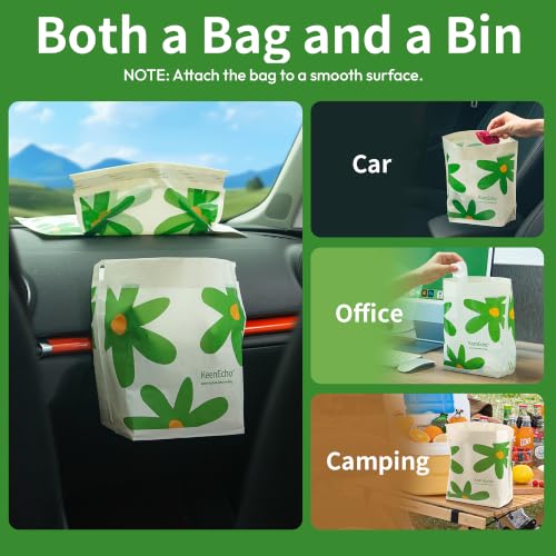 Image of Disposable Car Garbage Bin Bags 60 PCS, Leak-proof Cleaning and Vomit Bags, Recycled HDPE, Easy Stick-On and Stand Design, Disposable Small Garbage Bags