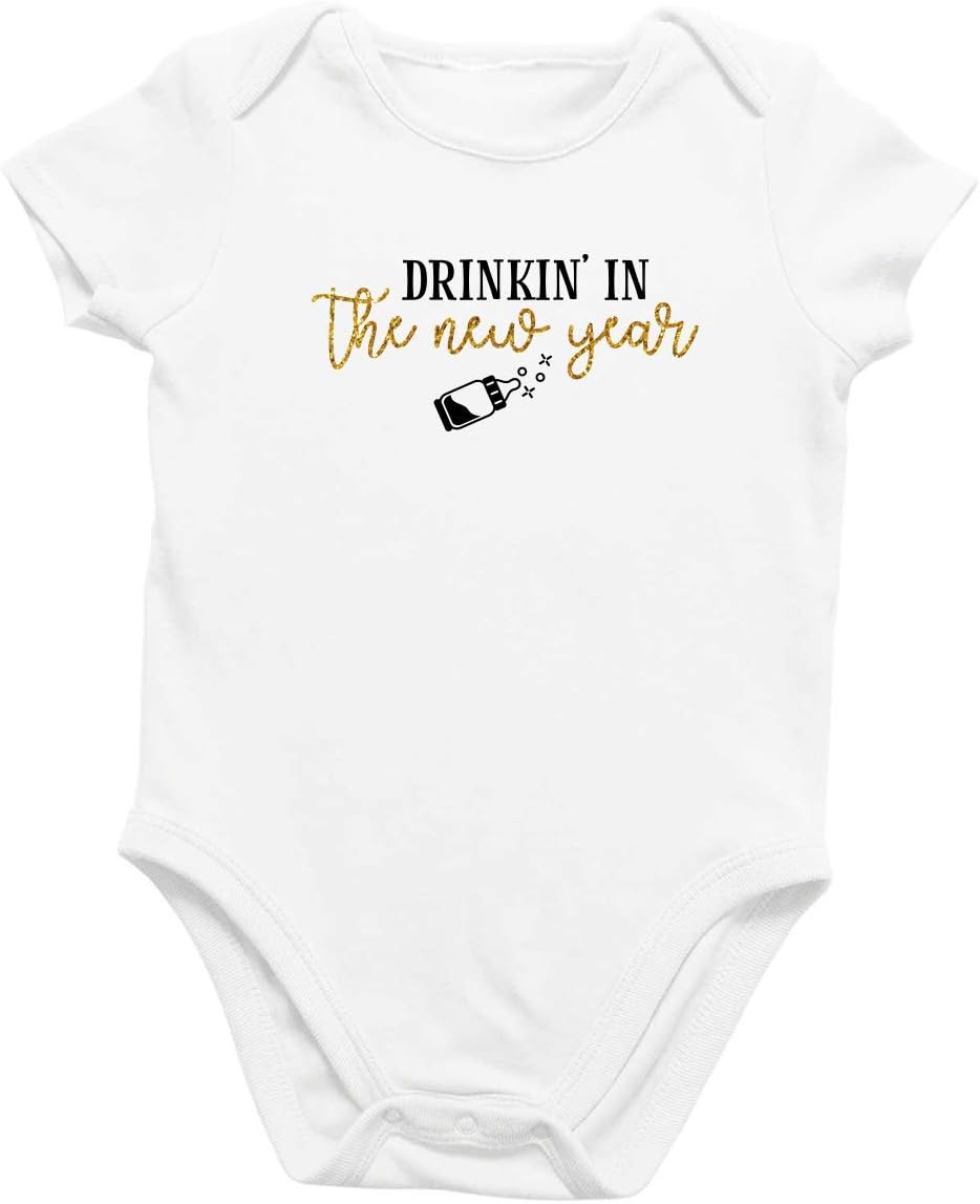 Printique Organic GOTS Certified Baby Onesie Unisex Bodysuit 0-18 months - New Year's Eve