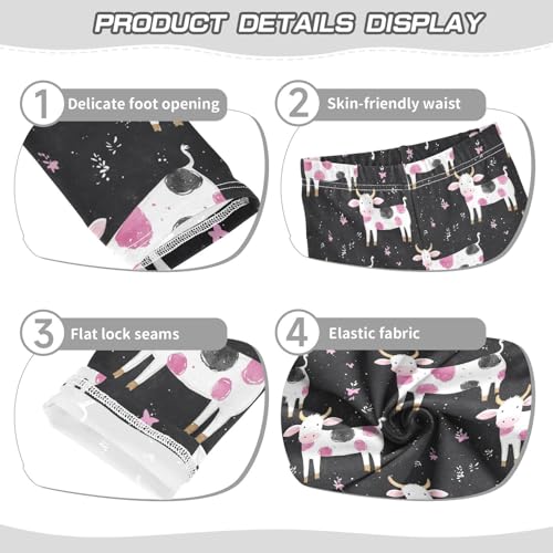 Animal Cow Pink Girls Casual Leggings for Kids Printed Long Pant Bottoms Stretch and Soft3