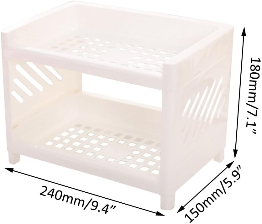 2-Tier Kitchen Spice Rack or Bathroom Countertop Organizer, Cosmetics and makeup table storage,Stationery storage, Gift for Teachers, Classmates, and Friends,White