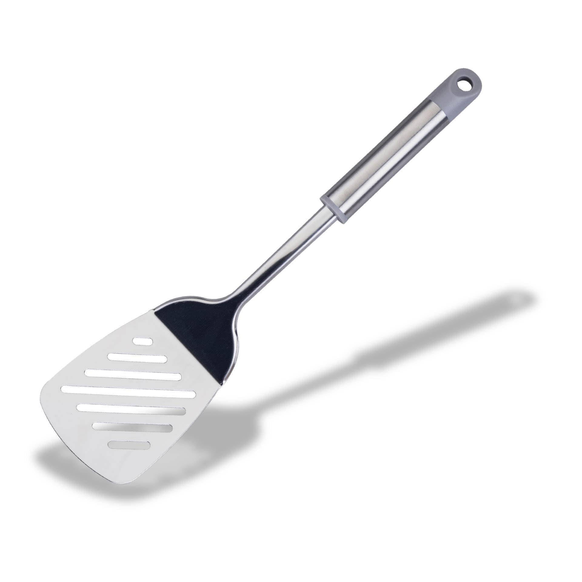 Fackelmann MODE Slotted Turner, Stainless Steel Function Head & Handle, Kitchen Cooking Spatula, Burger Flipper, Cooking Draining & Frying BBQ Utensil, Fish Slice, 35cm, Grey